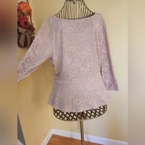 NWOT - Ivanka Trump Floral Lace Peplum Blouse Top Pink/Peach - Size M